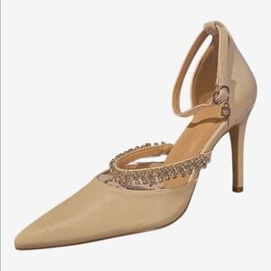 Stiletto Cream Heels with Rhinestone Detail-Size 7.5 NWT